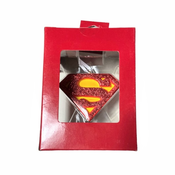 NIB Hallmark DC Comics Superman Logo 3-D Christmas Glitter Ornament - Picture 7 of 7
